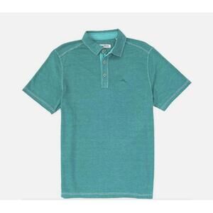 Tommy Bahama Green Striped Button Polo Men's Large